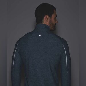 Lululemon 1/2 Zip Warm Men's S Heathered Blue Soft Rulu Stretch Reflective VGUC!